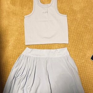 Alo Yoga Light Blue Tank Top and Skirt Set